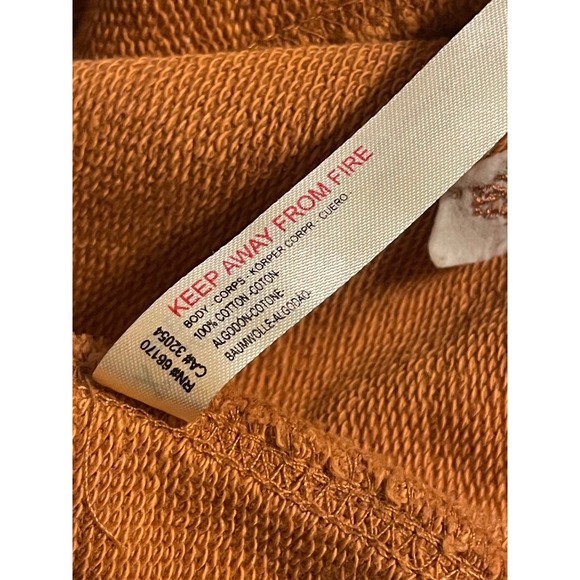 Free People Oversized Sweatshirt Dress Amber Orange Cotton Blend Pockets - Picture 5 of 6